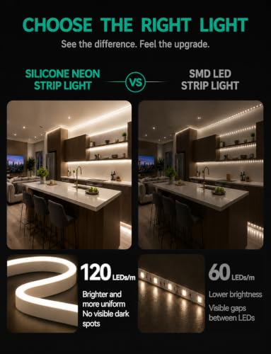 Image of Neon Rope Lights, Dimmable LED Strip Light, Cool White, 50ft