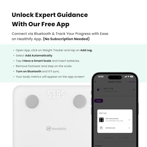 Image of HealthifyMe Smart Scale Get Data Driven Smart Weight Loss and Track 11 Plus Key Body Metrics in App | 1 Month FREE HealthifyMe Smart Plan | 2 years Warranty (White)