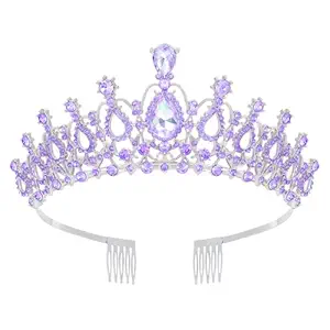Tiara Crown for Women, Headband Hair Accessories for Birthday Wedding Party Costume (C-Purple)