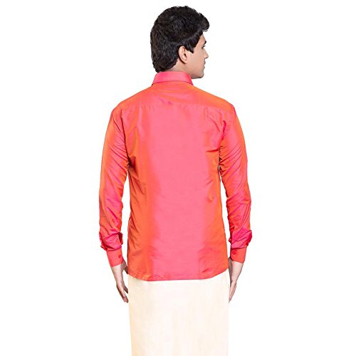 Image of THANGAMAGAN Men's Regular Fit Shirt (TF0050136OPIN Orange Pink 36)