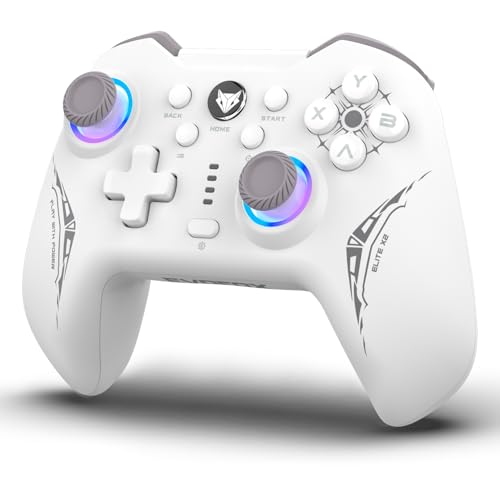 EvoFox Elite X2 Wireless Gaming Controller For PC with 1000Hz Polling Rate, Dual-Mode (2.4G & Type C), Hallsense™ Magnetic Hall 3D Joysticks & Triggers, EZ Click Macros, Dual Vibration Motors(White)