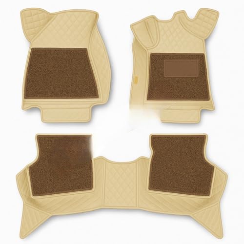 Image of NCEHEAL Premium 7D Car Floor Mat for M 8 /4 /2 Custom Fitted, Luxury Car Foot Mats Compatible with BMW M 8 /4 /2, Set of 3 Pcs, 100% Waterproof and Washable, Classic Beige with Beige Thread