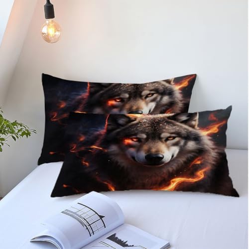Housse de couette loup 3D parures de lit en microfibre douce enfant 90x190