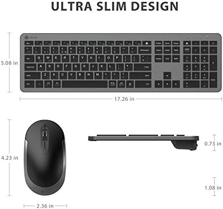 Wireless Keyboard and Mouse for Mac - iClever GK08 Rechargeable Wireless Keyboard Ergonomic Full Size Design, 2.4G Stable Connection Slim Keyboard and Mouse for Windows, Mac OS Computer