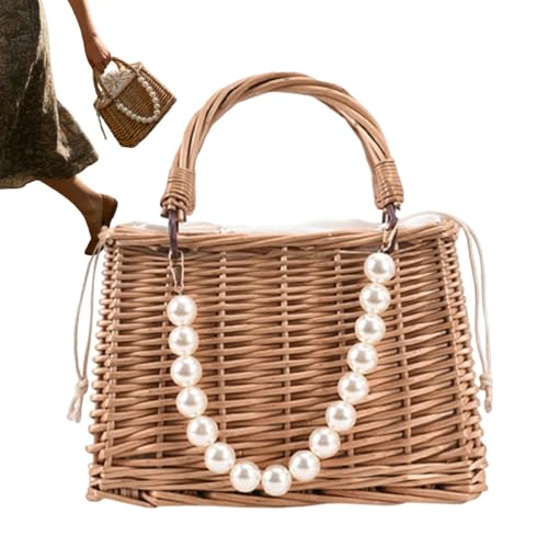 Sac fourre-tout en osier spacieux pour lunettes de soleil et portefeuille