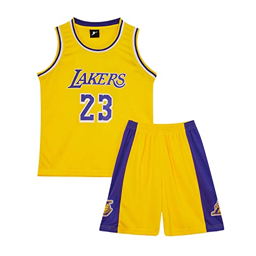ISOVNUS Basketball Trikot Set für Jungen - 2-teilig: Trainings Ärmelloses Sport Top & Kurze Hose Kinder Basketball Outfit Jersey (9-10 Jahre XL Gelb)