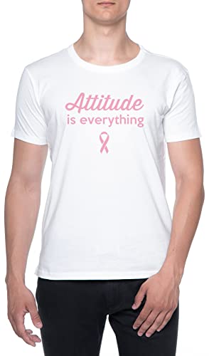 Attitude Is Everything Hombres Camiseta De Manga Corta Blanco Cuello Redondo Men T-Shirt White Round Neck