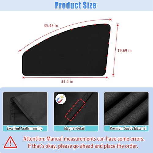 Image of ZATOOTO Car Window Shades for Front Side Window Suede Sun Shade for Privacy, 2PCS Side Window Curtains UV Protection, Car Window Cover for Block Out Light for Camping, Sleeping, Cloth Changing