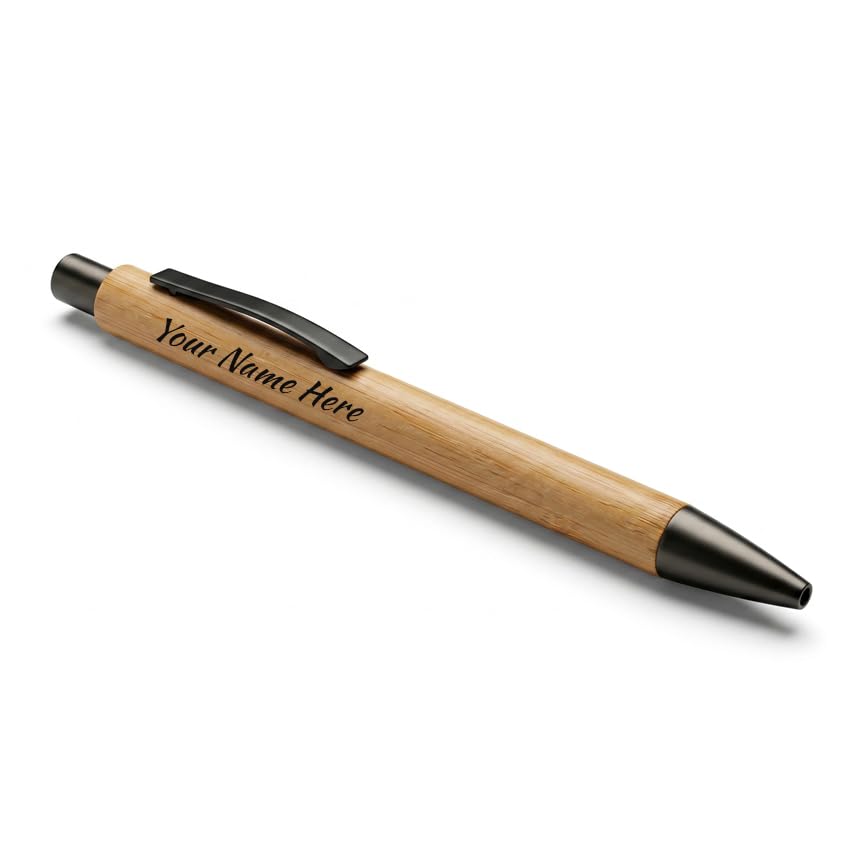 Image of Kajri Gifts Customized Pen With Name Luxury Ballpoint Customised Pen With Name Black And Gold Body Personalized Gift For Professionals Doctor Advocate Boss And Graduates (Wooden Look)
