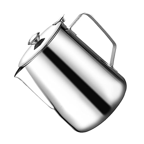 VICASKY 1pc Frothing Pitcher with Lid Kettle for Latte Art Liquid Storage for Home Cafe Restaurant Use