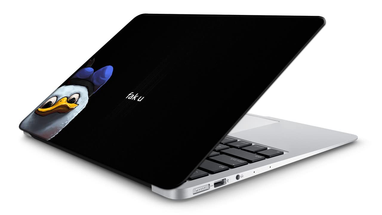 DwellAmor Duck Faku Design Vinyl Laptop Skin/Sticker/Cover/Decal for All Models Laptop Laminated HD Quality Self Adhesive Compatible with 17-17.3-Inches, Multicolour [Dwoem704]