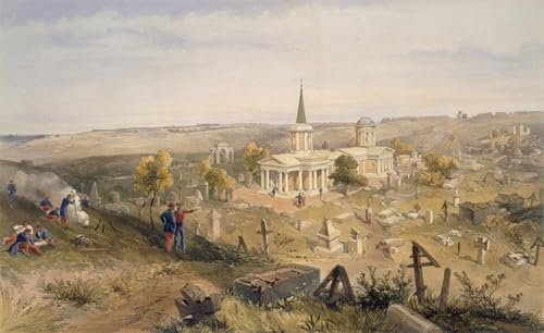 Tableau Cimetière et église William Simpson poster vintage d'art mural pour chambre 60x90cm