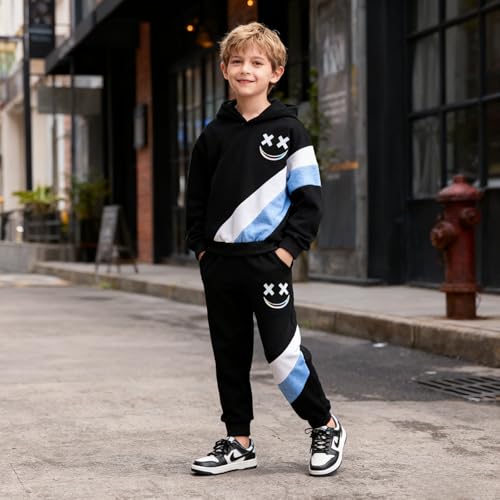 Image of Size 5-13 Years Boys Summer /Spring Outfits Set Short Sleeve T-Shirt & Pants Kids Boys Fall Fashion Clothes Sets