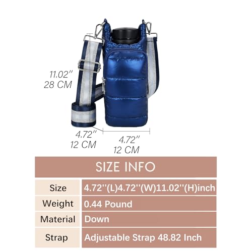 Image of KAMEILONG Puffer Water Bottle Holder Quilted Sports Pouch Bag with Adjustable Shoulder Strap Flask Sling Bag