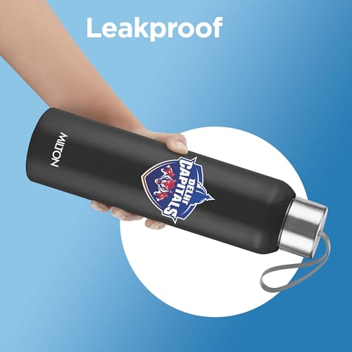 Image of Milton Sports Steel Halo 900 | DC Official Drinkware Partner | Limited Edition Delhi Capitals Water Bottle | PU Insulated I Leak Proof | Designed for Cricket Lovers | 600 ml | Black