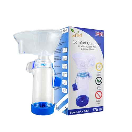 Inhaler Spacer Anti-Static Spacer Device Inhaler Chamber use with Metered Dose Inhaler BPA and Latex Free for Adult.(Blue)