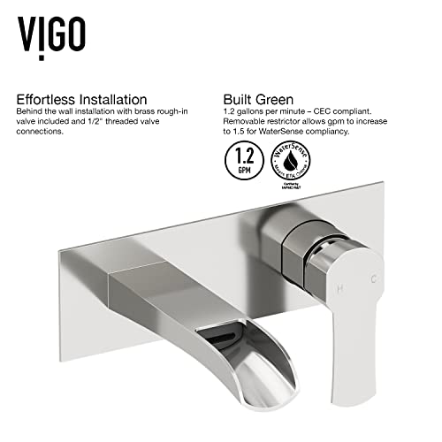 VIGO Cornelius Single Handle Wall Mount Bathroom Faucet in Brushed Nickel-VG05004BN thumbnail 6