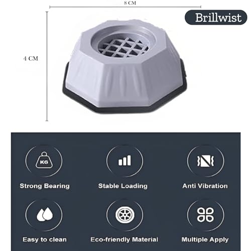 Image of Anti-Vibration Pads | Noise Cancelling Shock Absorber Feet with Suction Cups | Anti-Skid Floor Protection Rubber Support for Washing Machine, Dryers and Home Furniture (Pack of 4, Hexagon)