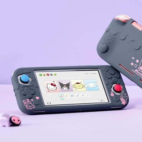 Kuitmor Switch Lite Protective Case,Soft Silicone Protective Shell,Anti-Scratch Protective Cover Case for Switch Lite with 2 Thumb Grip Caps(Purple Kuromi) - 5