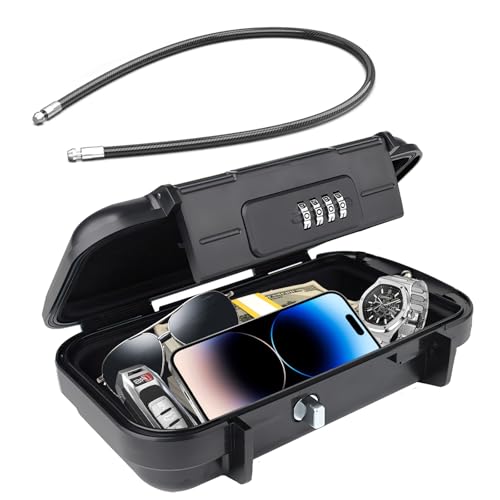 Caja fuerte portátil con código numérico, caja fuerte de seguridad al aire libre, impermeable, antirrobo, con cuerda de alambre gruesa extraíble, caja fuerte de playa para viajes, playa, hotel