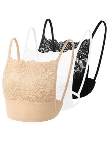Image of StyFun Women Lace Camisole with Adjustable & Detachable Straps, Cleavage Cover-Up Clips for Deep V-Neck & Low Cut Tops