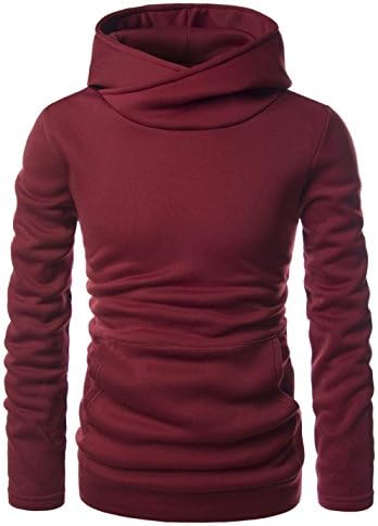 Showblanc (SBNKH510) Mens Stylish Pullover Funnel Collar Fleece Lined Hooded Sweatshirt WINE US S(Tag size S)