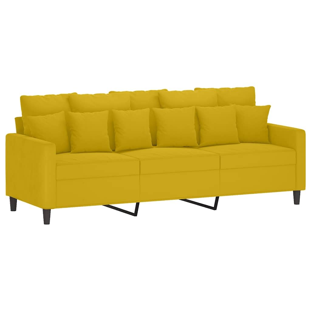 Juego de 4 sofás de terciopelo amarillo, 78/138/198 x 77 x 80 cm, sofá con taburete y cojín, cómodo sofá pequeño para salón, dormitorio y oficina