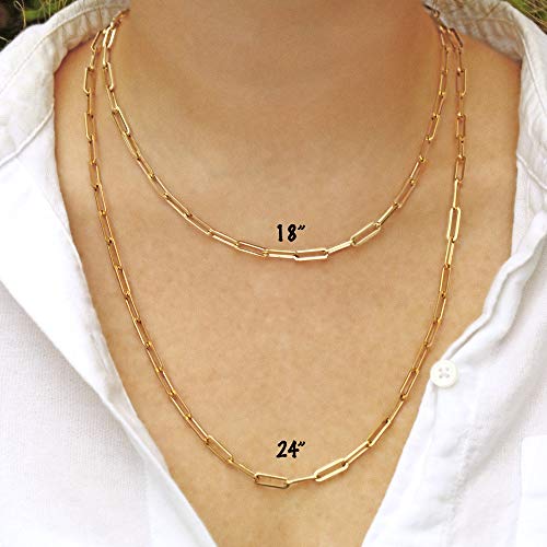 Stonemint 18K Warm Yellow Gold-Plated 4.8Mm Paperclip Link Chain Necklace - 18" #TOP6