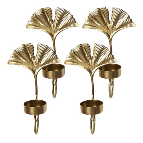 Candelabros de pared dorados de hierro en forma de hoja para iluminar con elegancia retro 2