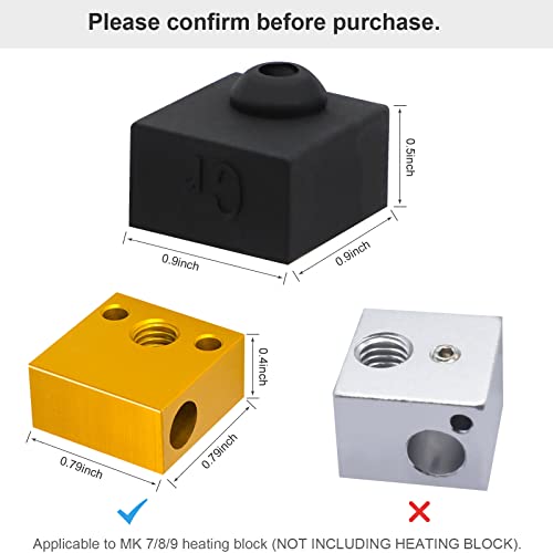 3D Printer Hotend Silicone Sock, 6 PCS Heater Block Silicone Cover for Creality Ender 3/3 Pro/3 V2, Ender 5/5 Plus/ 5 Pro, CR 10 Series, MK7/ 8/9 3D Printer Hotend - Thumbnail 3