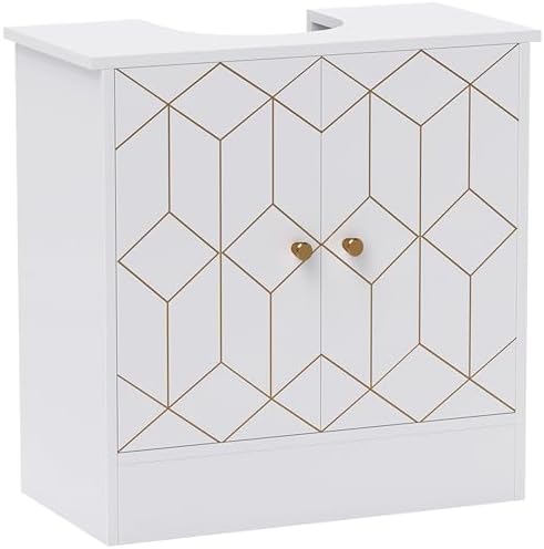 HOMCOM Under Sink Bathroom Cabinet, Under Sink Cabinet with Adjustable ...