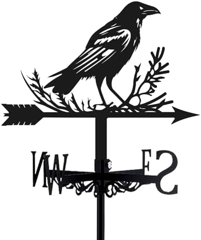 Amazon.com : beinkmake Crow Weathervane Metal Wind Vane Weathercock ...