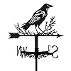 Crow Weathervane Metal Wind Vane Weathercock Garden Decoration Wind Direction Indicator Stake Roof Mount Ornament for Farmhouse Yard Outdoor