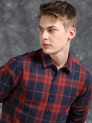 Image of StitchX Men's Full Sleeve Checkered Casual Spread Collar Cotton Shirt