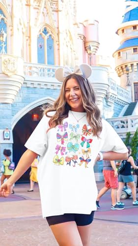 MNLYBABY Magical Princess Bow Shirt Women Oversized Magic Kingdom Princess Shirt Cute Ribbons and Bows Family Holiday Tee Top4