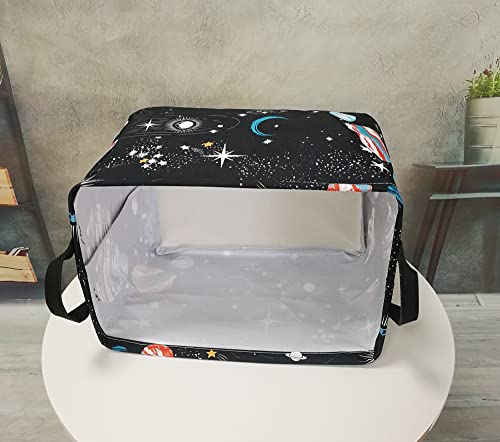 Image of Storage Basket Home Shelf Basket Kids Organizer Box Clothes Laundry Hamper Nursery Bin Gift Laundry Basket with Handles for Home (Black Planet)