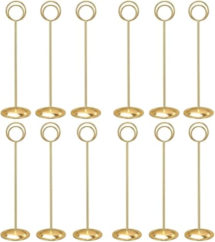 HOHIYA Porte Numéro de Table 30,5 cm, Lot de 12 Supports en Métal Réutilisables, Présentoir pour Numéros de Table, Menus et Photos, Décoration pour...