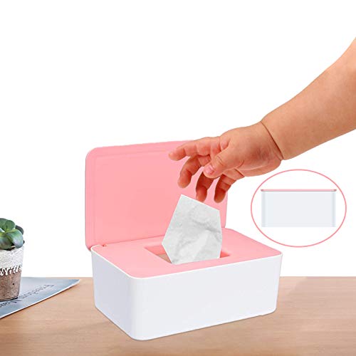Yisscen Tejido Caja para Toallitas, Caja para Toallitas Húmedas Con cubierta Caja de Almacenamiento de Pañuelos a Prueba de Polvo Dispensador De Toallitas Húmedas para Bebés para Hogar (Rosa)