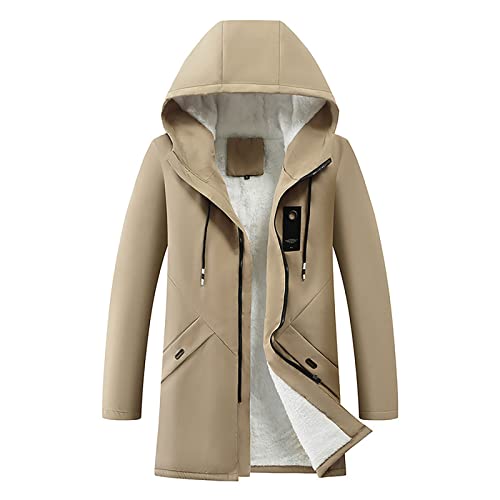 Mens Denim Jacket,Faux Fur Coat Men Mens Running Jacket Plaid Coat Men Windbreaker Jacket Mens Shearling Jacket Mens Windbreaker Jacket Mens Parka Winter Coats With Fur Hood(Khaki-2,Large) #TOP3
