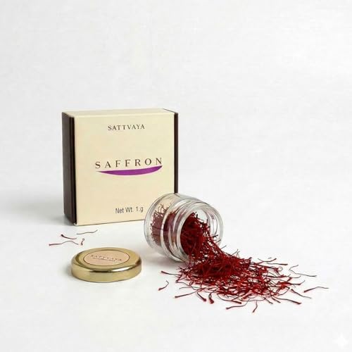 Image of Sattvaya Premium Organic Saffron 1g | 100% Pure Natural Kashmiri Kesar | Chemical-Free, Preservative-Free, Lab-Tested | Rich Aroma & Color | Ideal for Cooking, Milk, Sweets, Skin & Health