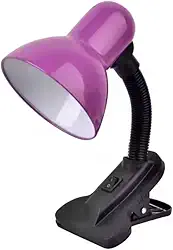 Luminária Articulada de Mesa com Presilha Tipo Clip para Estudo e Escritório – Ajustável e Econômica (Roxo)