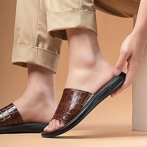 Men's Printed Leather Sandals - Open-Toe Anti-Slip Flat Design Outdoor Casual Beach Summer Shoes3