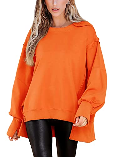 Image of BWQ Womens Oversized Sweatshirt Crewneck Long Sleeve Shirts Pullover Sweatshirts S-2XL
