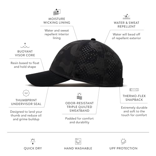 Image of melin A-Game Hydro, Performance Snapback Hats, Water-Resistant Baseball Caps for Men & Women, Golf, Running, or Workout Hat