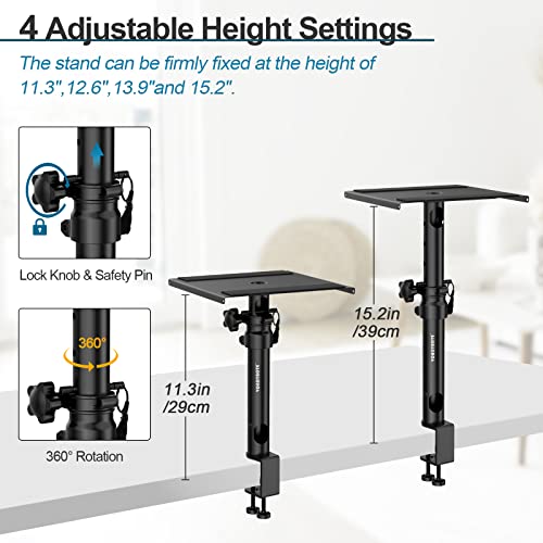 Vondynote Set Of 2 Studio Monitor Stands Desktop Clamp Speaker Stands With Cable Management #TOP3