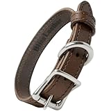 日本製 高級 本革 首輪 [ イタリアンレザー テンペスティ社 ELBAMATT ] 小型犬 超小型犬 ペット用品 サイズ 調節可能 ドッグカラー 軽量 おしゃれ かわいい 牛革 無地 ブランド ベルト くびわ 厚め [安心の30日品質返品保証] 10685-102-382 エルバマット アッシュブラウン S