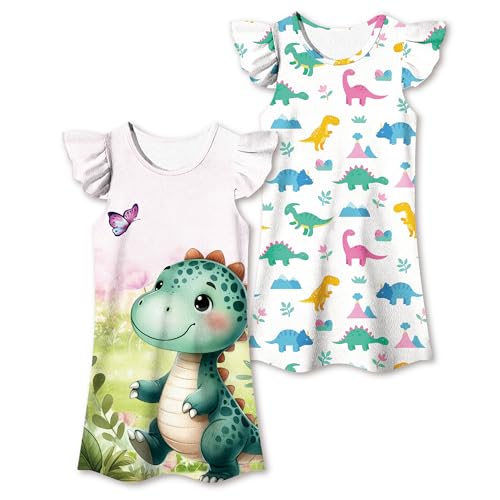 Girls Dress 2PCS Toddler Girl Dress Cute Flower Girl Dress Ruffle Sleeve Cat Dresses for Little Girls 2-12Y