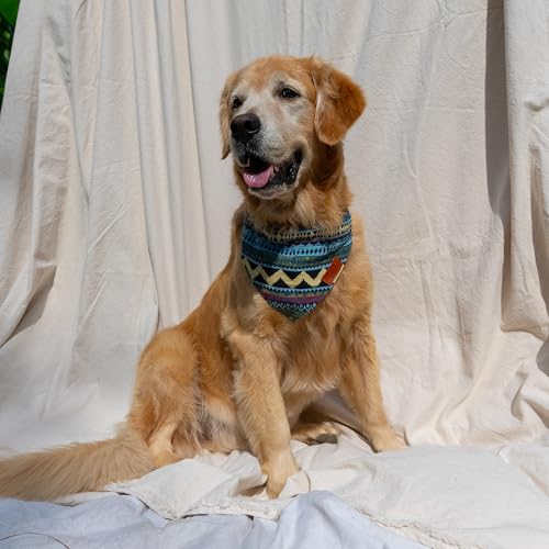 Made by Nami Boho Hundehalstuch in verschiedenen Größen für kleine und große Hunde (Blau, S)