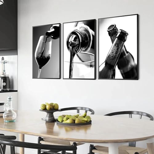 Affiches d'art de cuisine pour habiller un grand mur vide de salle à manger avec style noir blanc
