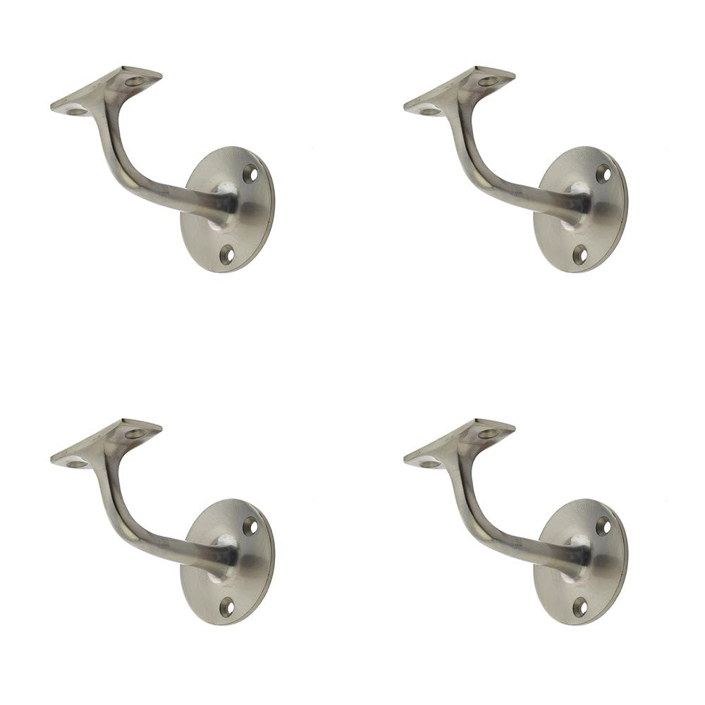 Loops 4 Pack Durable 75mm Satin Nickel Zinc Handrail Brackets for Safety - Stair Bannister Holder